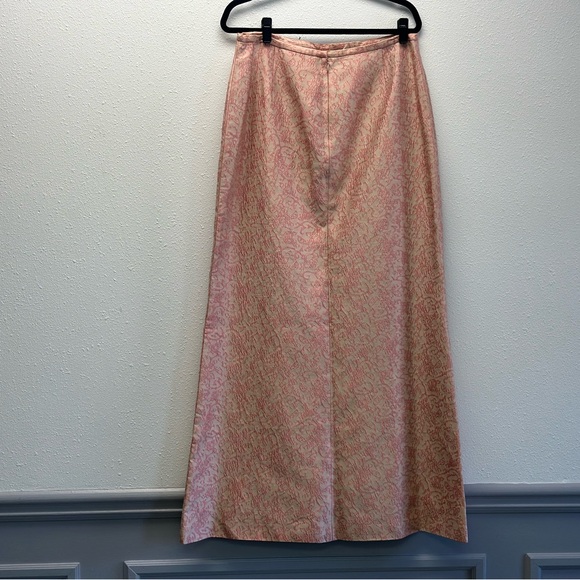 Vintage Kay Unger Silk Pink Floral Embroidered Maxi Skirt - Picture 5 of 10